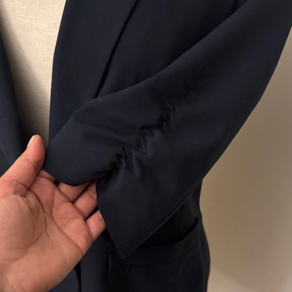 Navy Blazer with Ruched Sleeves - Picture 2 of 5